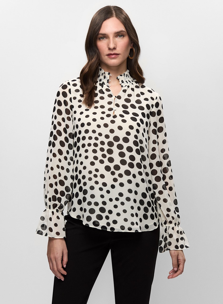 Polka Dot Chiffon Blouse