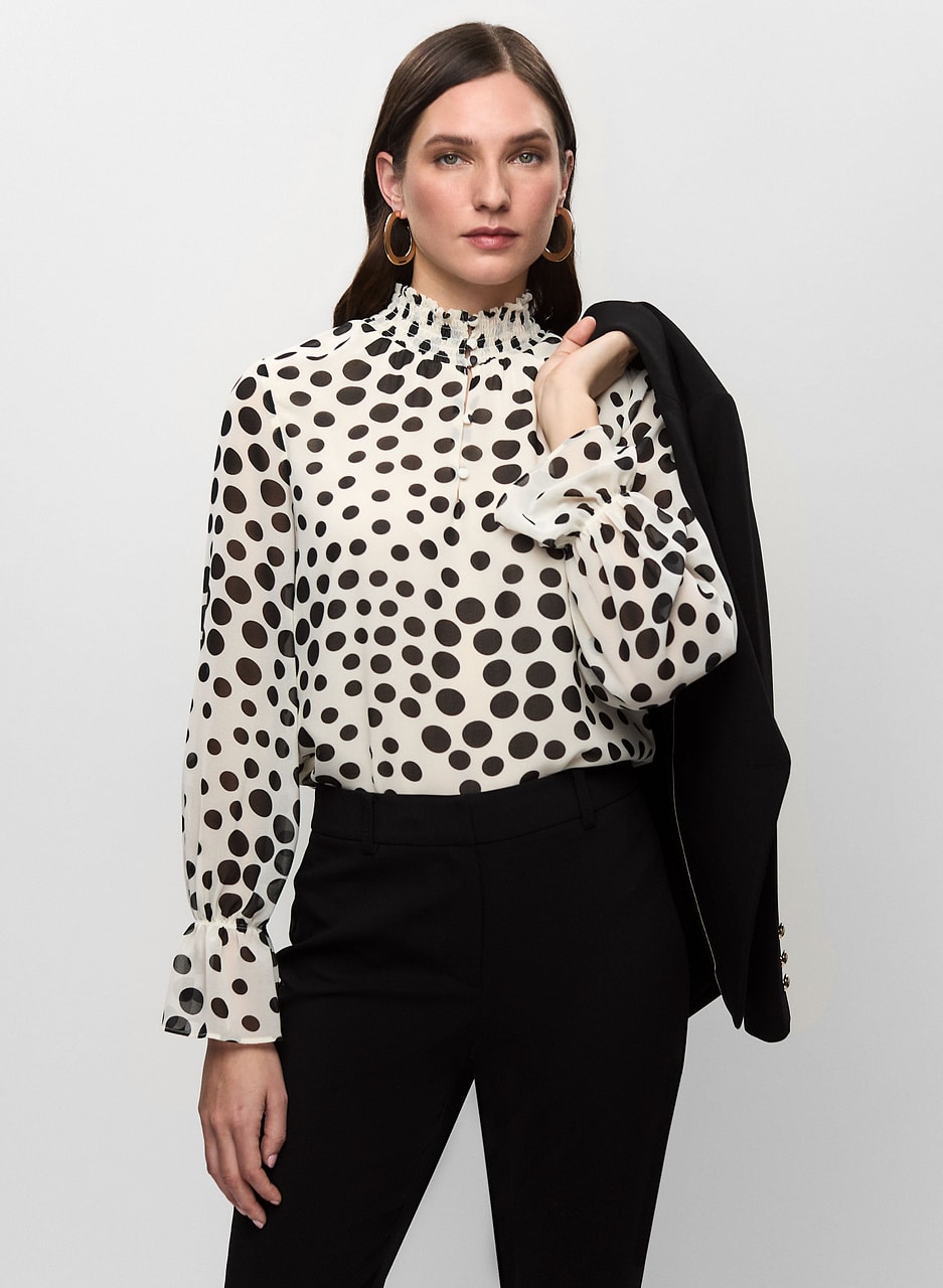 Polka Dot Chiffon Blouse