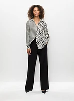 Mixed Print Blouse & Wide Leg Pants