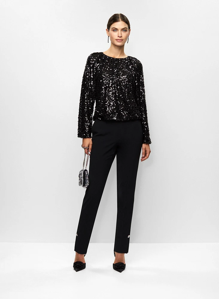 Sequin top & Button Detail Pants