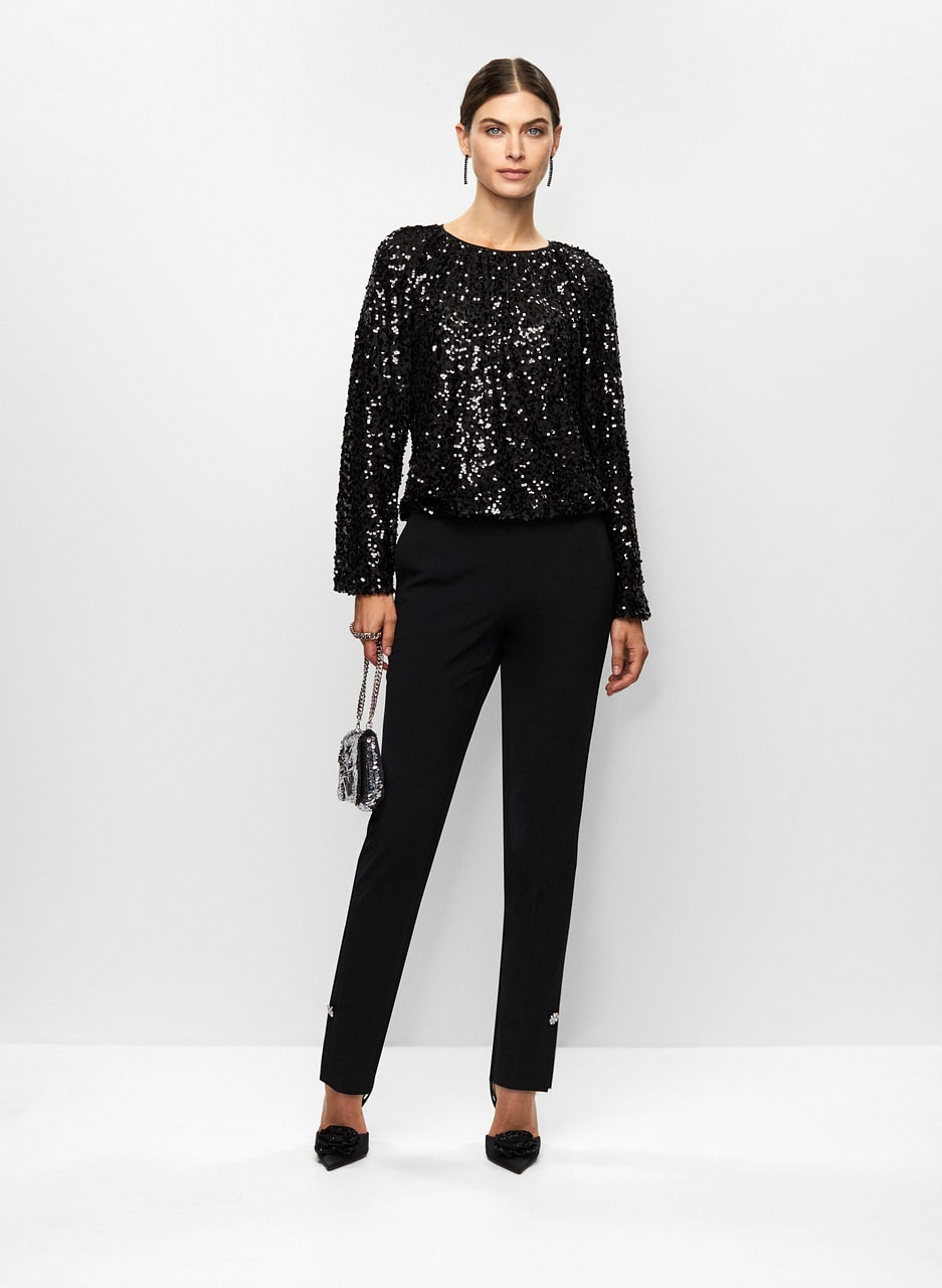 Sequin top & Button Detail Pants