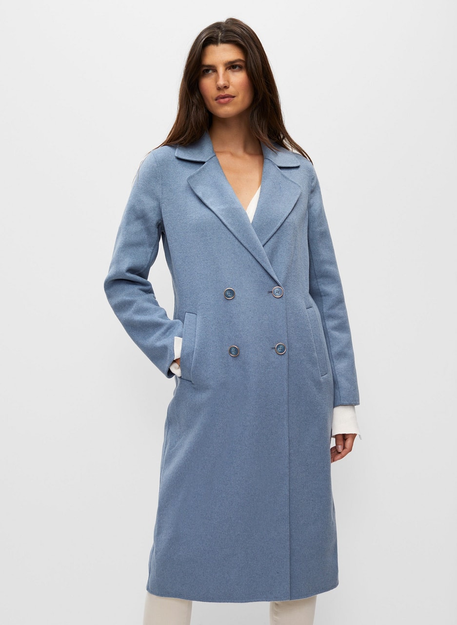 Double-Breasted Wool Long Coat