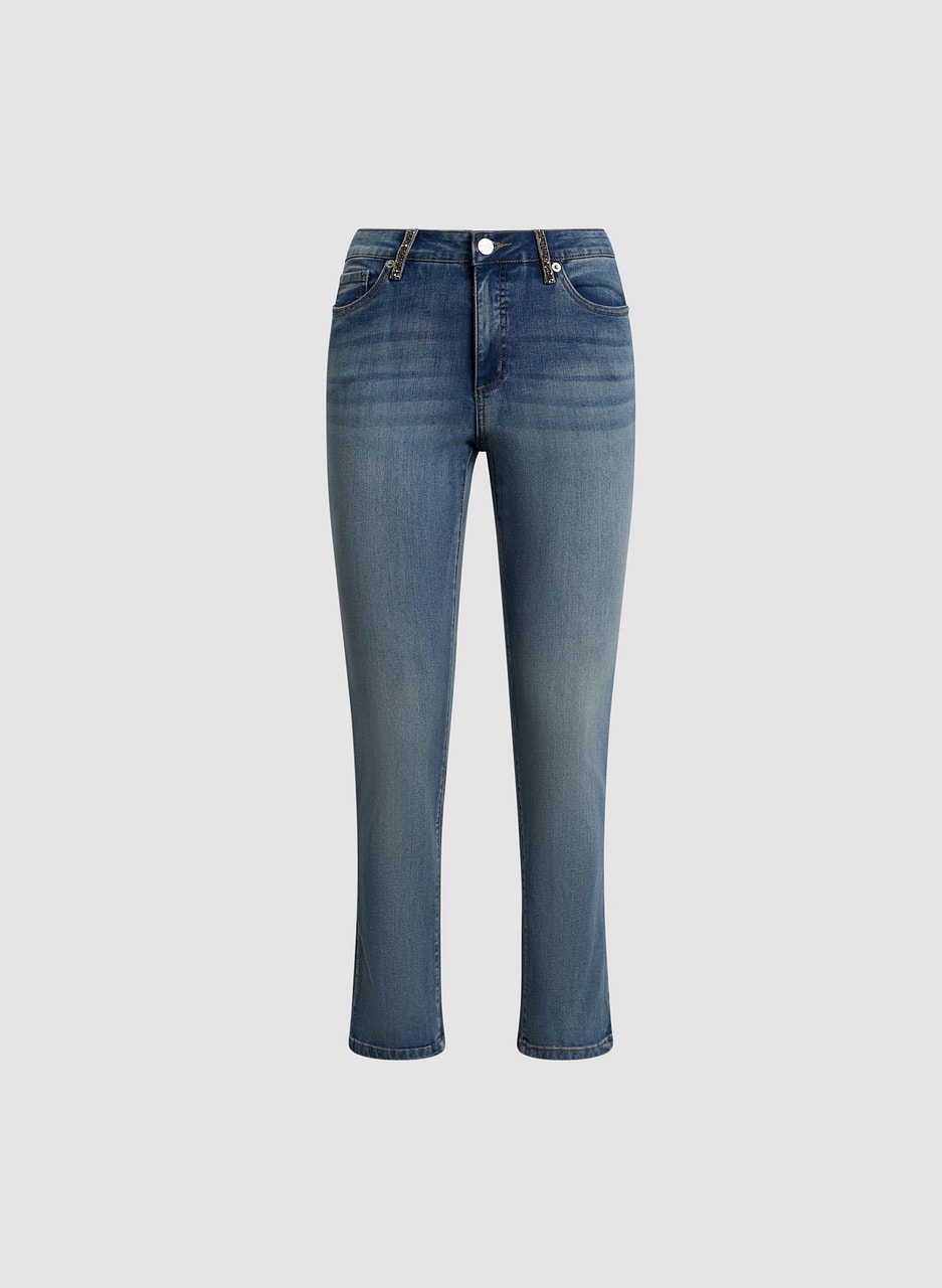 Jewel Detail Straight Leg Jeans