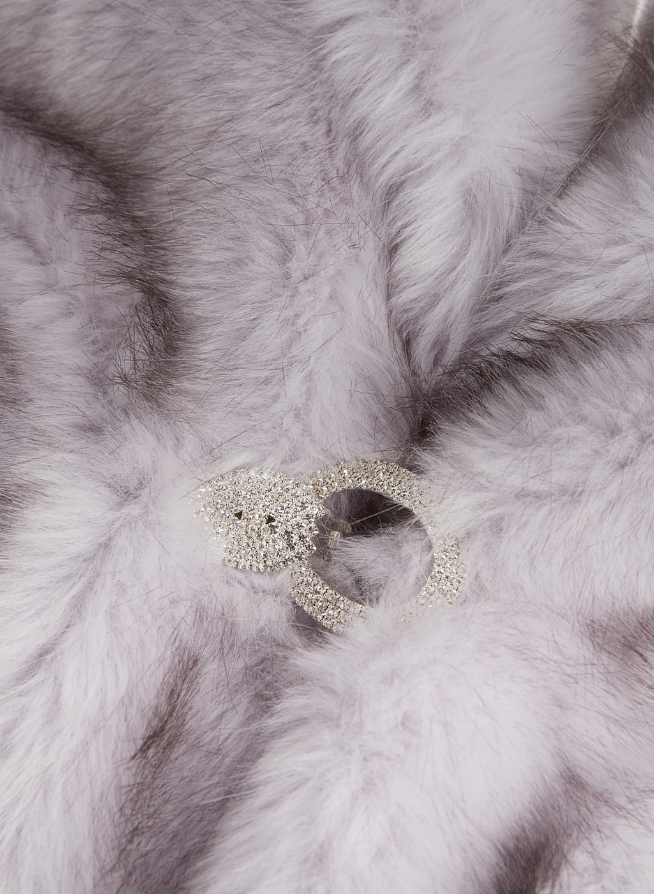 Rhinestone Clip Faux Fur Stole