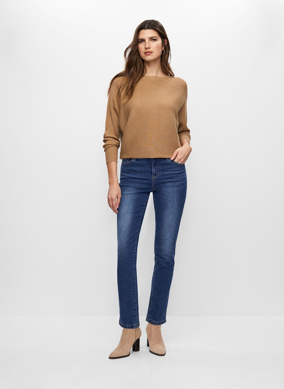 Dolman Sleeve Rib Knit Sweater