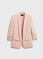 Gathered Sleeve Shawl Collar Blazer