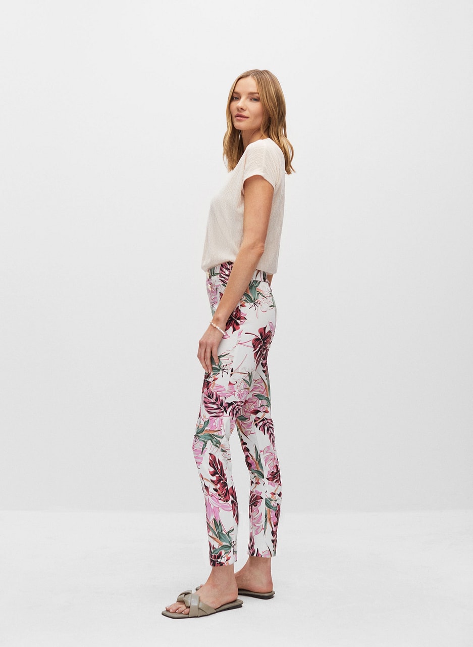 Tropical Print Pull-On Pants