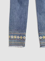 Embroidered Slim Leg Jeans