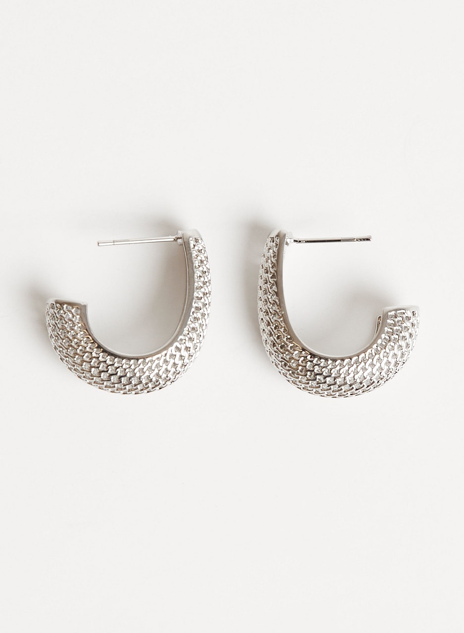 Textured J-Hoop Earrings