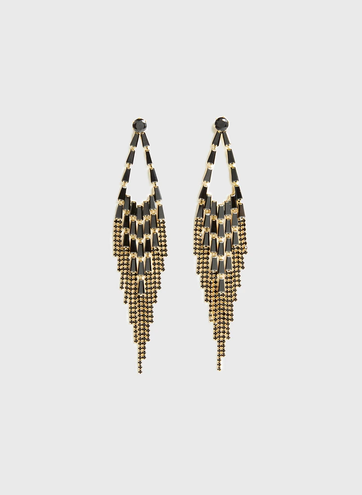 Crystal Baguette Chandelier Earrings