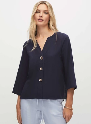 3/4 Sleeve Button Detail Top