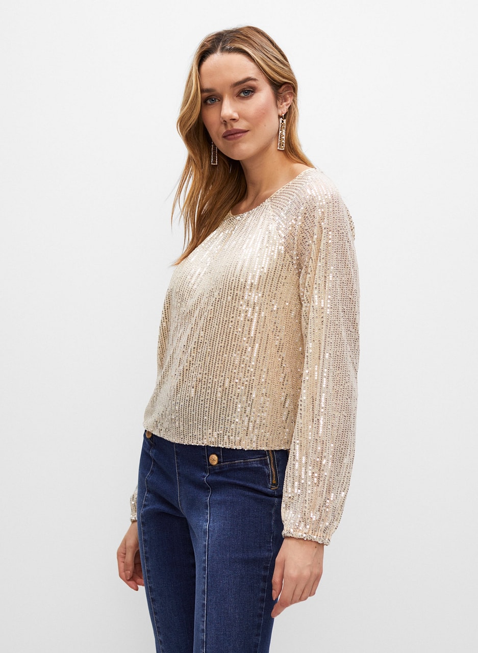 Sequin Puff Sleeve Top