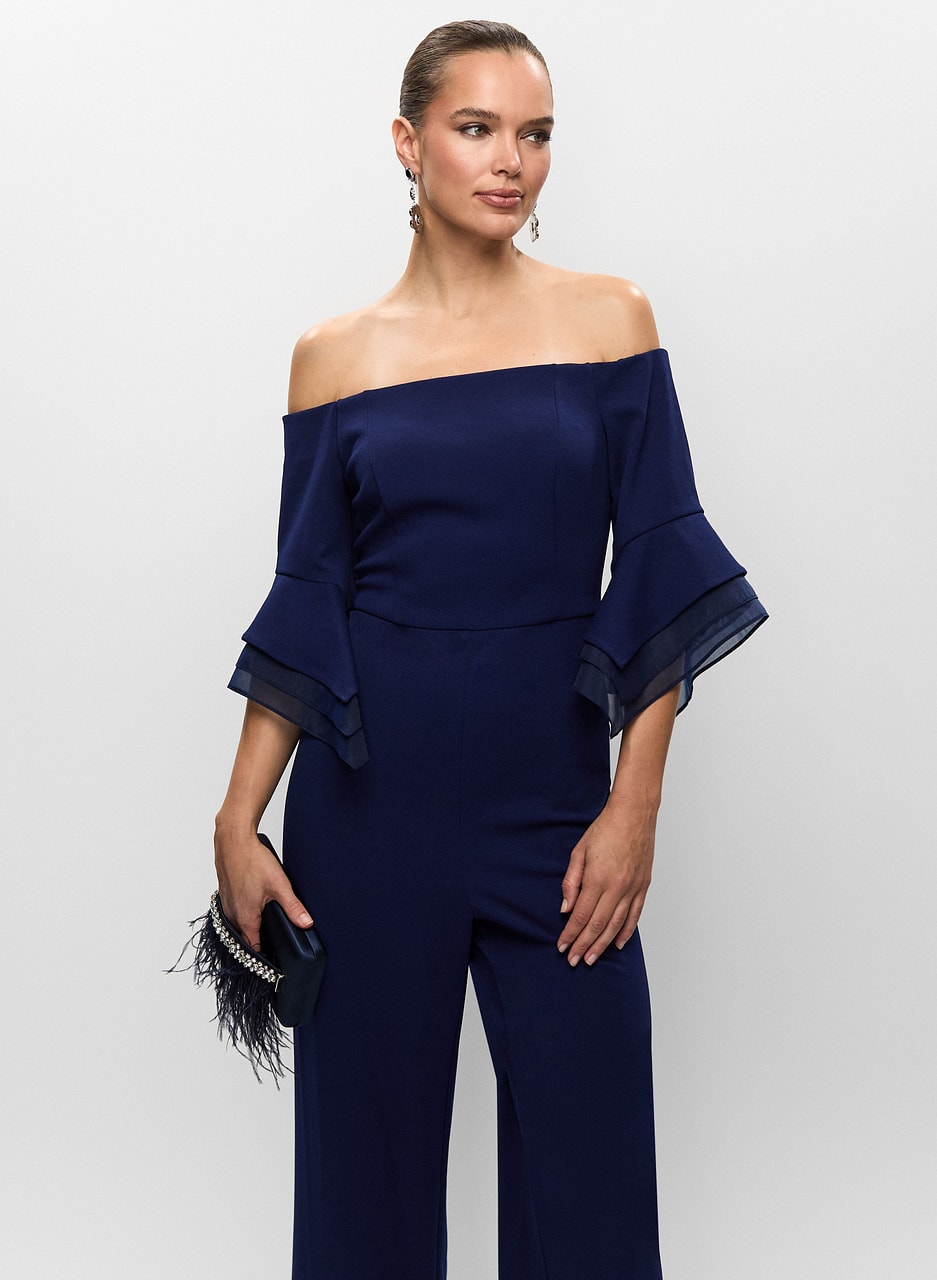 Adrianna Papell - Organza Sleeve Jumpsuit