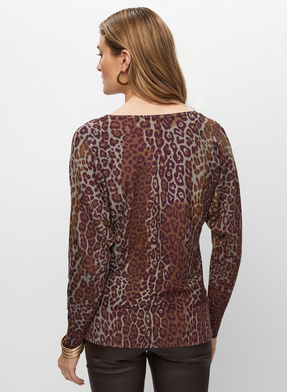 Dolman Sleeve Animal Print Sweater