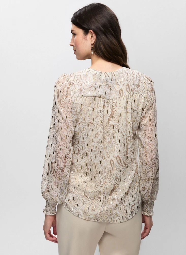 Paisley Split Neck Blouse