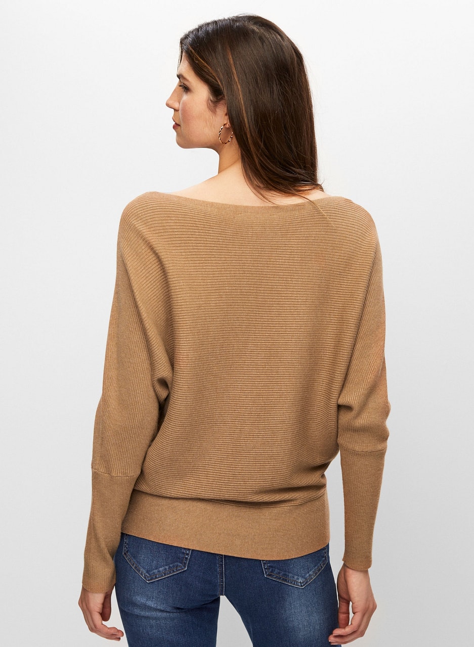 Dolman Sleeve Rib Knit Sweater