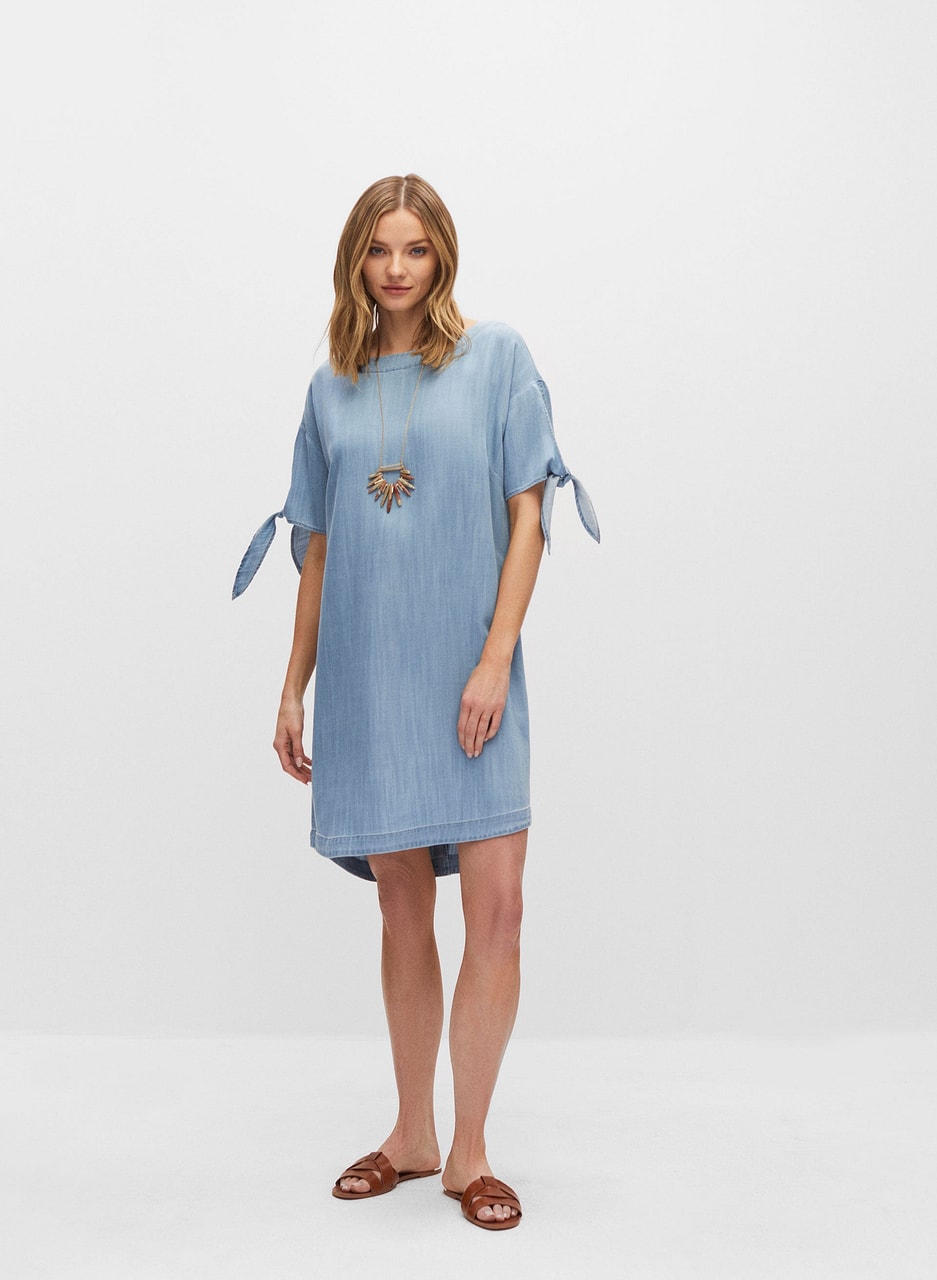 Tencel Tie Sleeve Dress