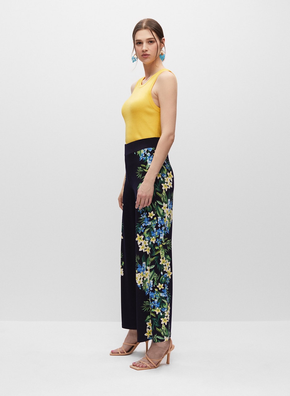 Floral Print Wide Leg Pants