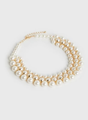Triple Row Pearl Necklace