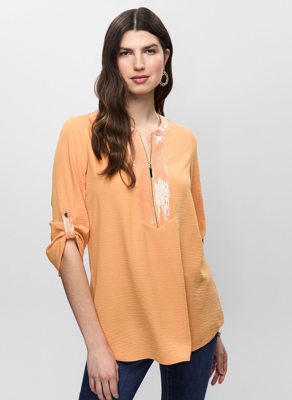 Crinkle Effect V-Neck Tunic