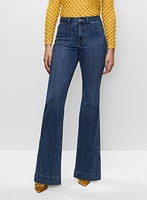 Patch Pocket Flare Leg Jeans