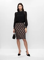 Chiffon Blouse & Lace Pencil Skirt