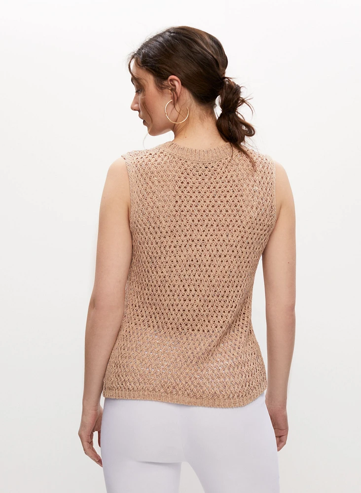 Sleeveless Crochet Sweater Top