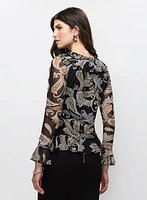 Ruffle Detail Paisley Print Top