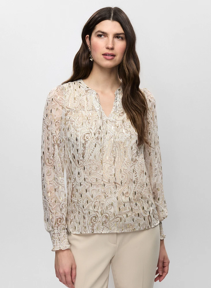 Paisley Split Neck Blouse