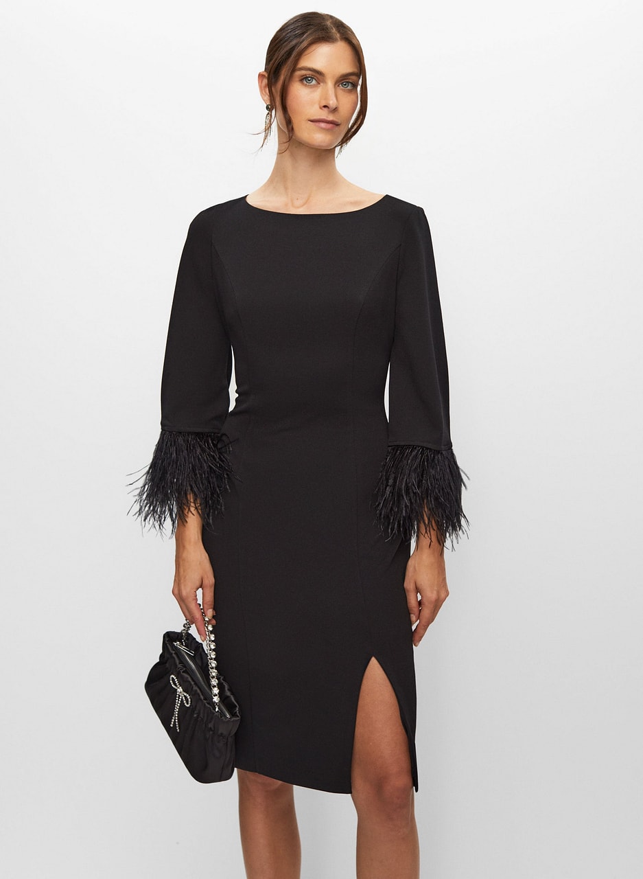 Adrianna Papell - Feather Trim Dress