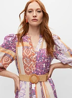 Patchwork Paisley Print Shirt Dress