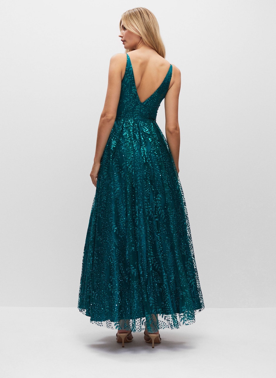 V-Neck Sequin Ball Gown