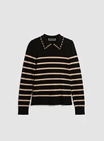 Pearl Detail Striped Sweater