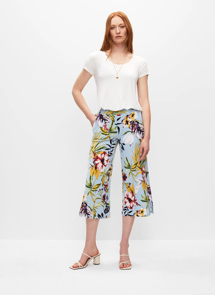 Tropical Pull-On Culotte Pants