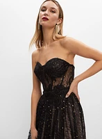 Strapless Lace Bustier Gown