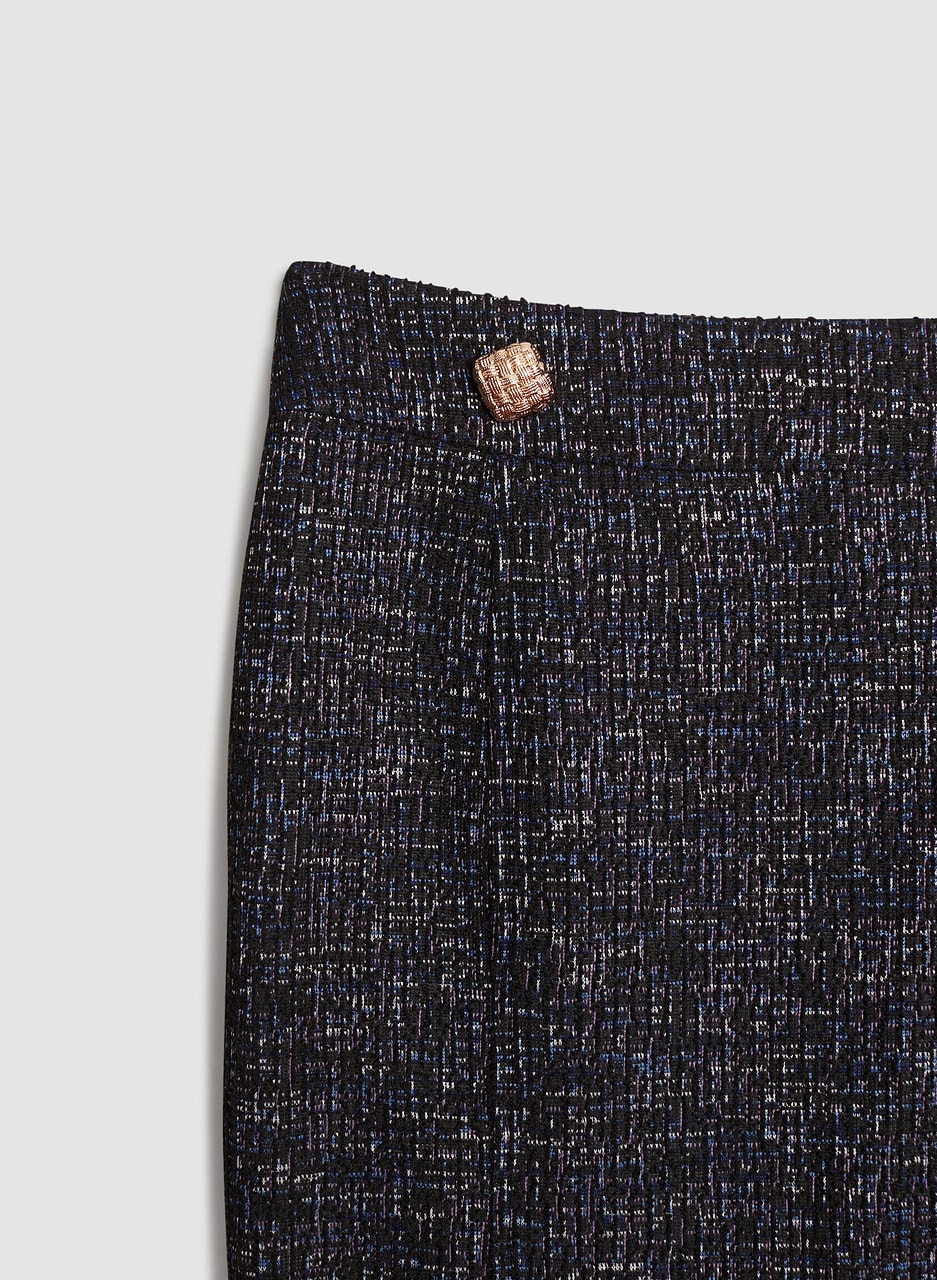 Gold Button Detail Tweed Skirt