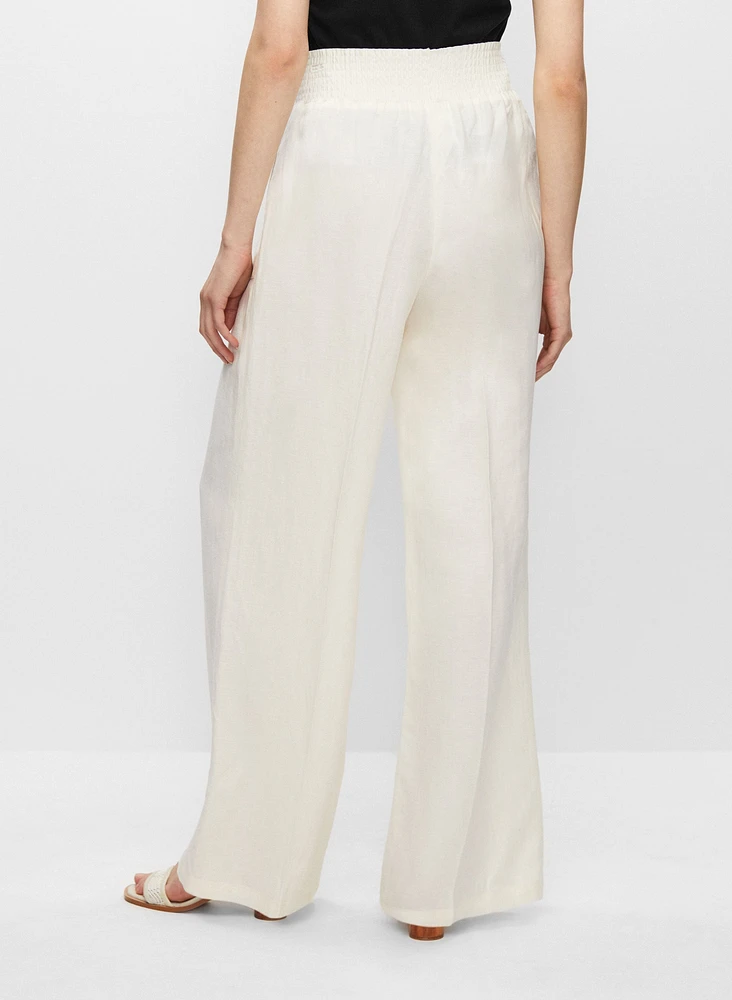 Linen-Blend Pull-On Pants