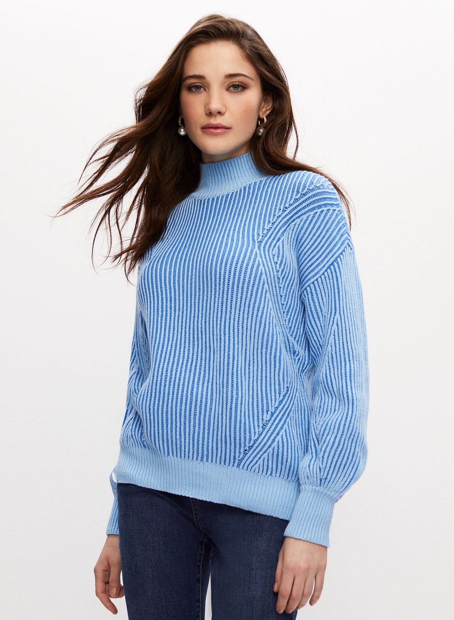 Two Tone Mock Neck Sweater