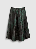 High-Low Floral Motif Midi Skirt