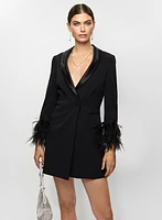 Feather Trim Blazer Dress