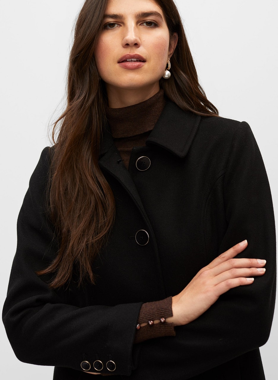 Stretch Wool Blend Coat