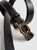 Leather Belt With Linked Ring Buckle