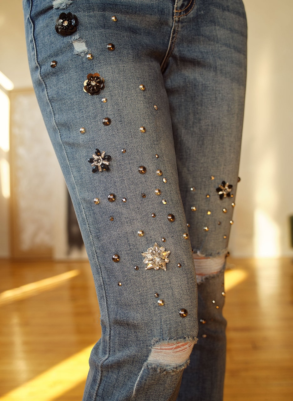 Embellished Slim Leg Jeans