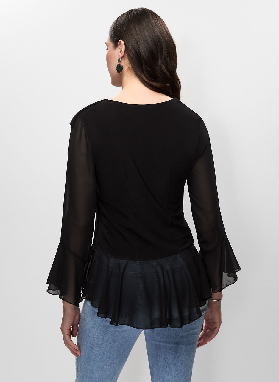 Ruffle Detail Long Sleeve Top