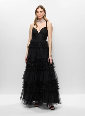 Tiered Mesh Gown