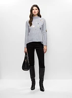 Star Motif Sweater & Faux Suede Leggings