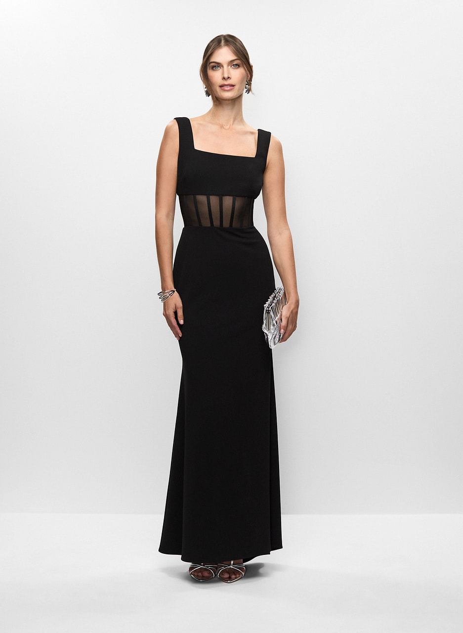 Sheer Waist Evening Dress