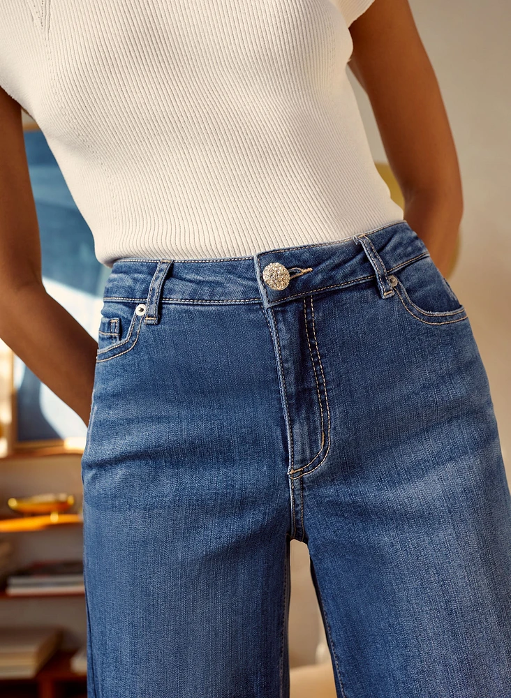 Frayed Hem Culotte Jeans