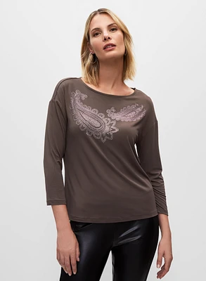 T-shirt à motif paisley clouté