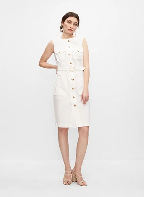 Button-Down Belted Dress